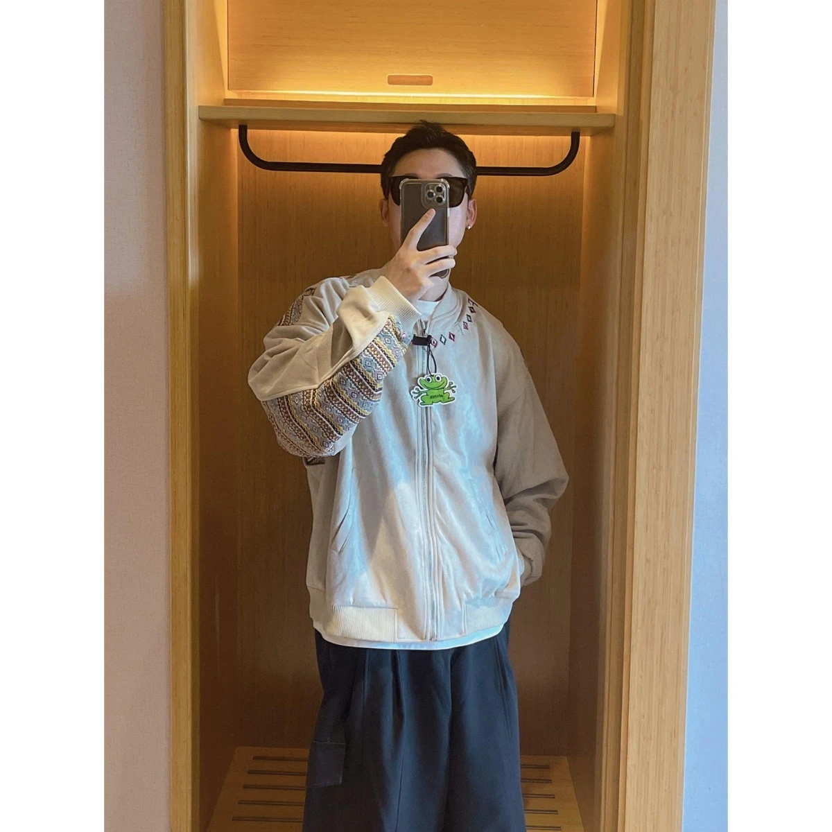 

Retro Loose Baseball Collar Jaet Couple Sle Embroidery Men's Casual Match All Seasons Chinese National Trend Jaet