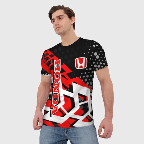 

Motorcycle Riding Geometric Printing Quick Drying Breathable Short Sleeve Sport Men And Women Honda Riding Casual T-shirt Tops