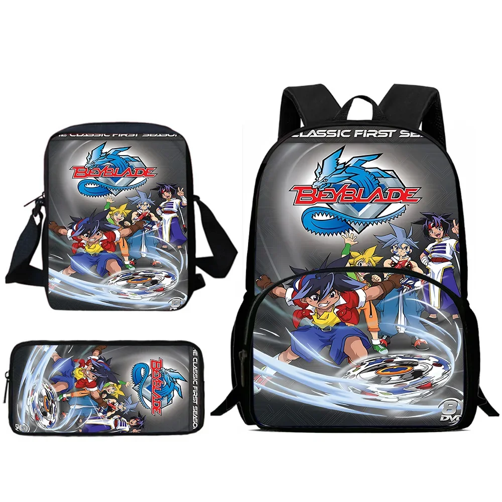 กระเป๋าเป้สะพายหลังเด็กอะนิเมะ Beyblades กระเป๋าสะพายดินสอนักเรียนขนาดใหญ่ความจุกระเป๋าสําหรับชายหญิงที่ดีที่สุดของขวัญ