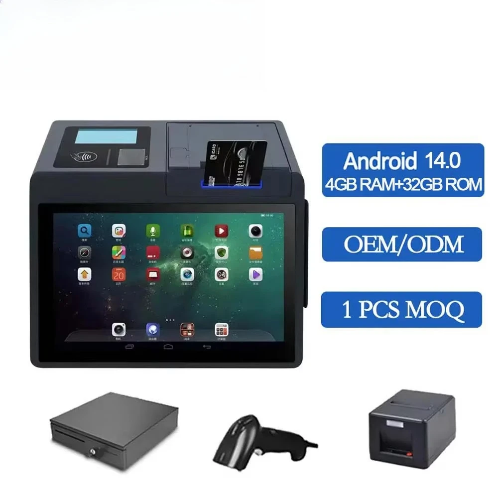 Z100 Android 14 Mini Cash Register Point of Sale Systems Pos Tablet NFC Supermarket Atm Machine All in One Pos Terminal