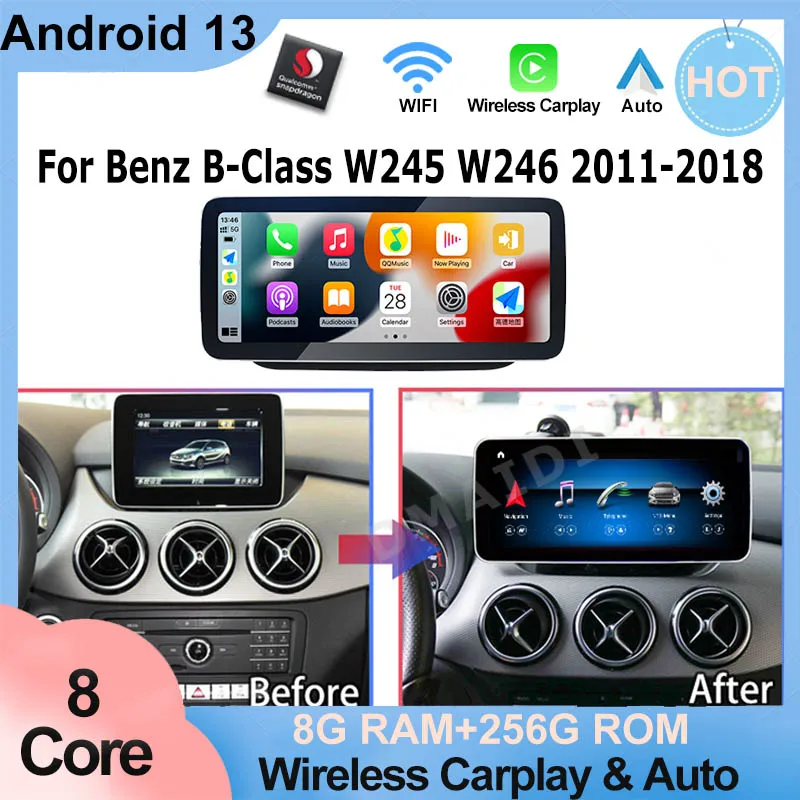 

8 Core Car Radio Stereo Multimedia For Mercedes Benz B Class W245 W246 GPS Navigation Video Player Bluetooth Carplay Auto Screen