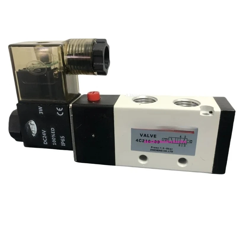 

4C210-08 AC220V DC24V двухпозиционный пятиходовой электромагнитный клапан