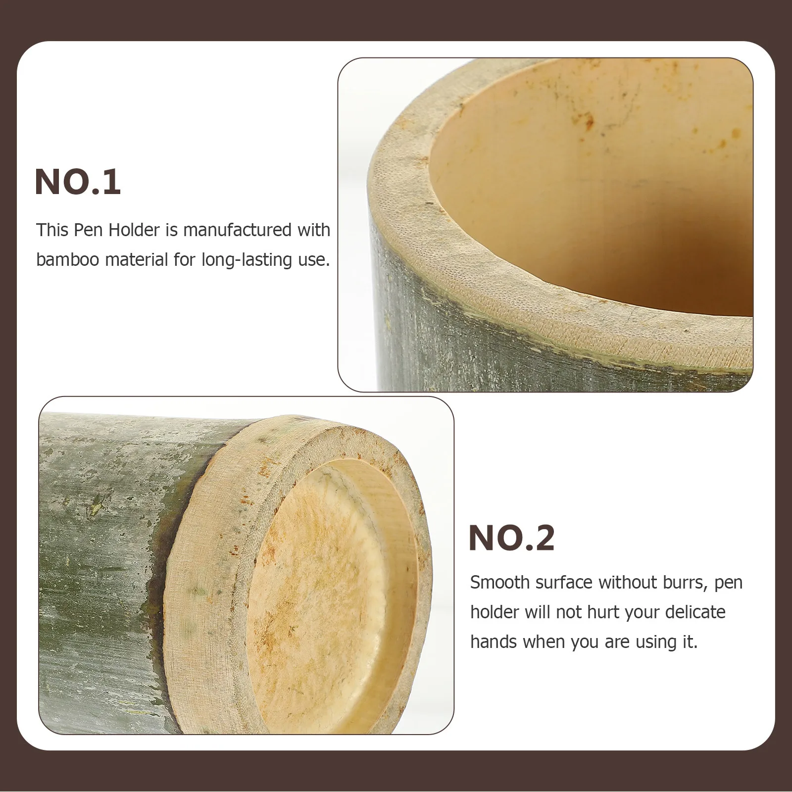 2 قطعة حامل قلم سطح المكتب من الخيزران سعة كبيرة منظم أقلام الرصاص مكتب القرطاسية تخزين الحاويات حامل قلم أشتات المنظم #1