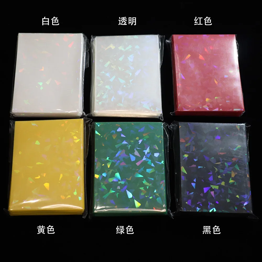 

100 шт., 66x91 мм, цветная фольга, лазерная верхняя загрузка, TCG, рукава для карт YGO, настольная игра, голограмма, защита для фото, коллекционные карты, щит, крышка