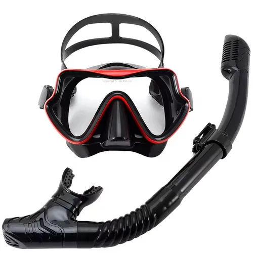 Máscara de buceo, juego de snorkel para adultos, vidrio templado, equipo de snorkel panorámico profesional, Kit de snorkel de Entrenamiento de natación