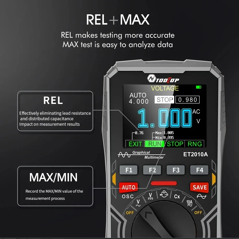 TOOLTOP ET2010A 2 in 1 Digital Oscilloscope Multimeter 1MHz 2.5MSps Laboratory Oscilloscope Electrical Repair Oscilloscope