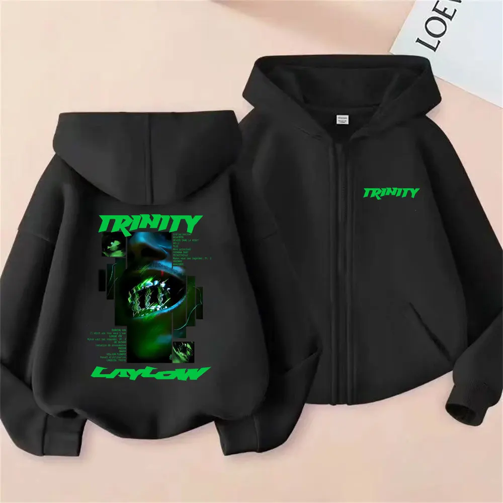 

Rapper Laylow Trinity Album Graphic Zipper Hoodie Men Women Hip Hop Fashion Pop Music Zip Up Jacket Male Vintage Casual Hoodies