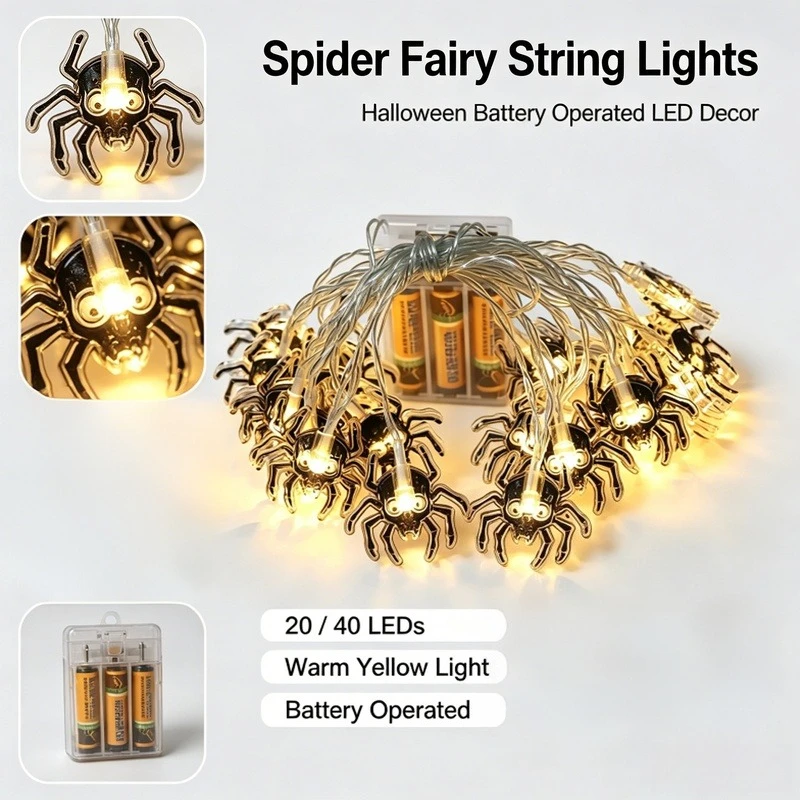 20/40 LED Fairy String Lights, Battery Operated Decorative Lights for Halloween Holiday Home Party Indoor Decor