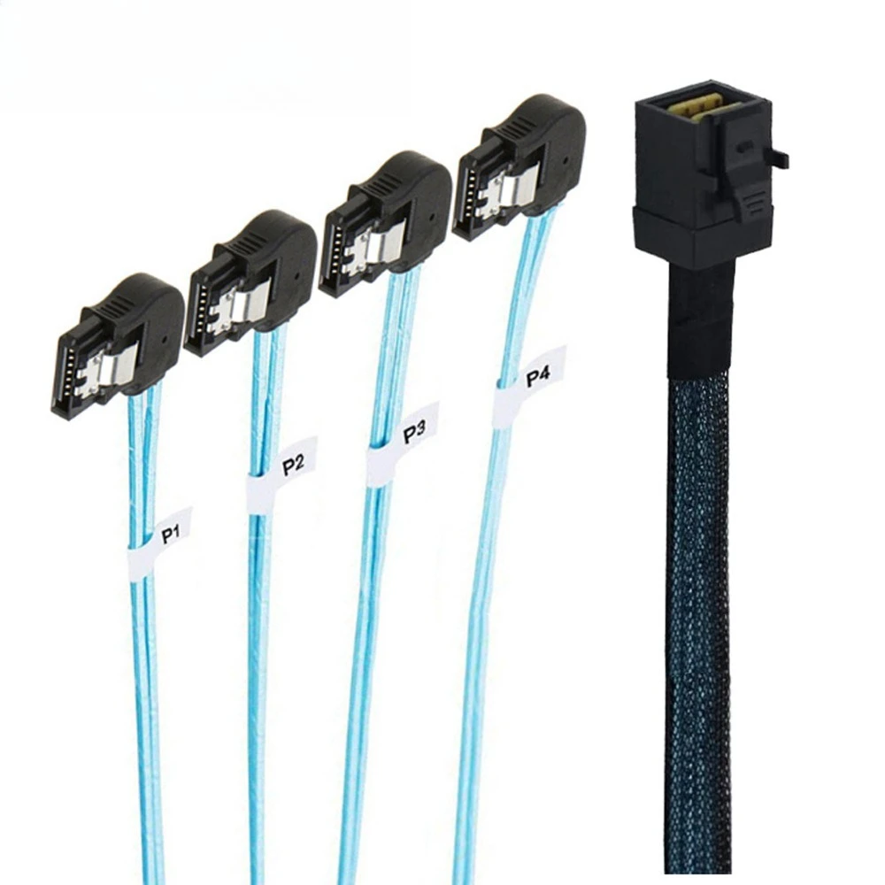 Kabel serwerowy ADT-Link Mini SAS SFF-8643 do 4 SATA 7P z lewym skrętem, długość opcjonalna 0,5M 1M, akcesoria PC, kabel przedłużający