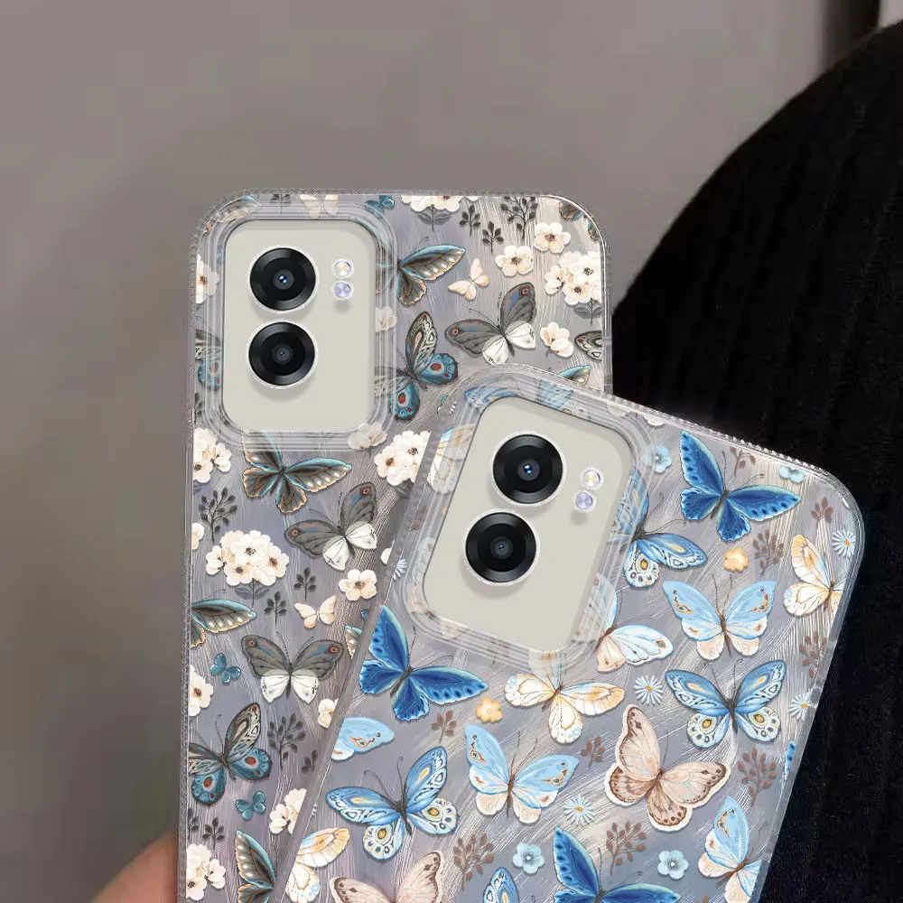 IMD-Coque souple à motif papillon bleu, fil de plume, couverture pour OPPO A77, A76, A74, A72, A60, A59, A58, A57, A54, A53, A52, A38, A35, A33, A31, A32