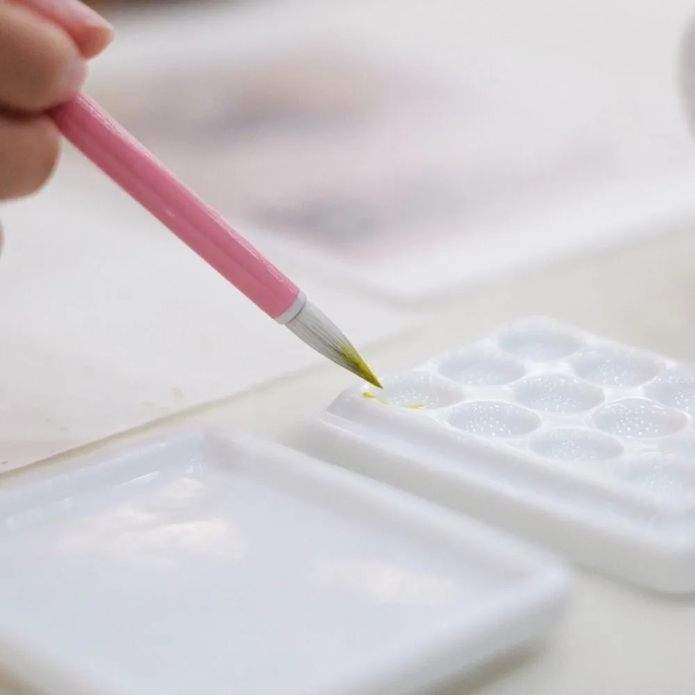 Przenośna paleta na farby akwarelowe z 12 przegródkami i pokrywką, ceramiczna paleta z przegródkami, nawilżająca, ręcznie robiona, narzędzia do malowania artystycznego, do salonu paznokci.