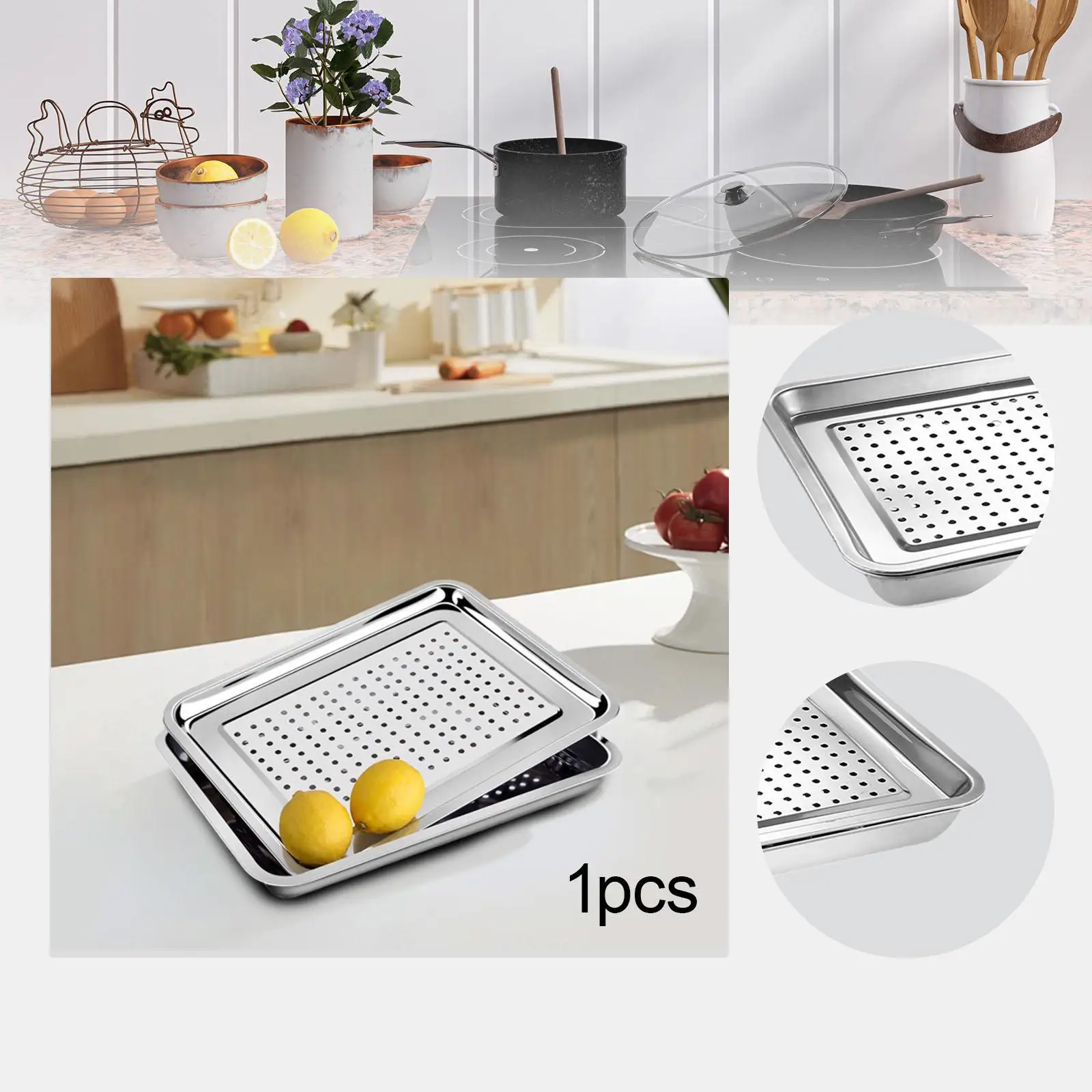 Tea Serving Tray Teacup Tray Stainless Steel Rectangular Stackable Multipurpose