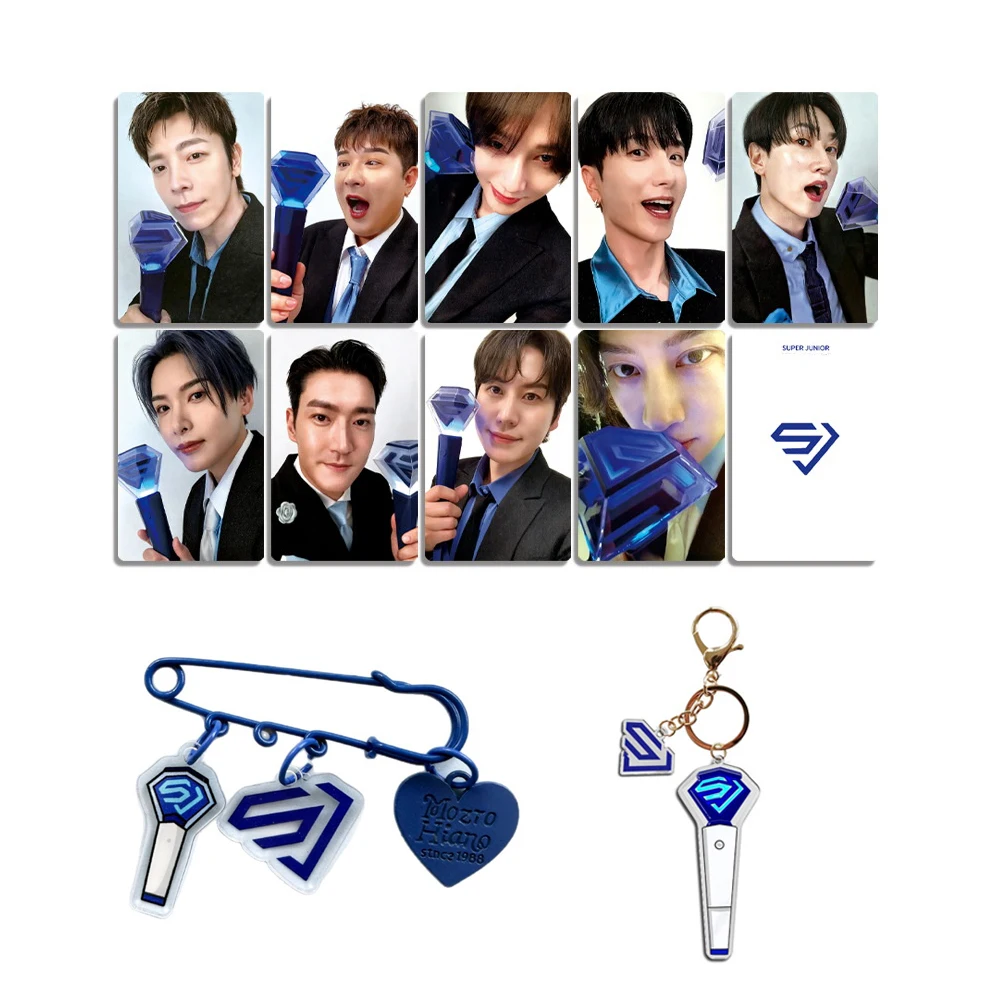 

Kpop SUPER JUNIOR Concert Photocards Brooch Keychain 3pcs/Set Bright Film LOMO Card Donghae Shindong Siwon Fans Collection Gift