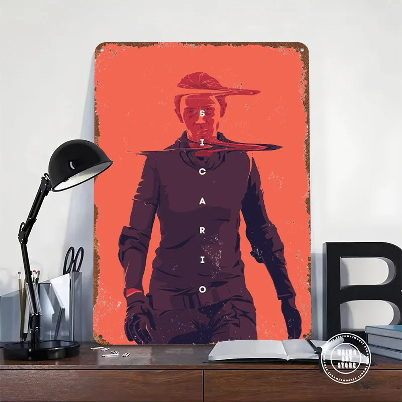 Sicario Poster Customized Vintage Metal Signs Wall Art Retro Tin Plaque for Office Decoration Gaming Desk Decor Wand Deko Home