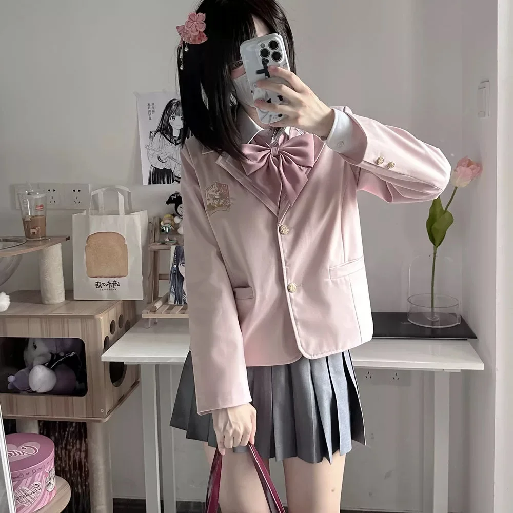 Uniformi scolastiche coreane giapponesi per ragazza Autunno e inverno Giacca lunga rosa JK Cappotto da marinaio Giacca da studente Seifuku Donna