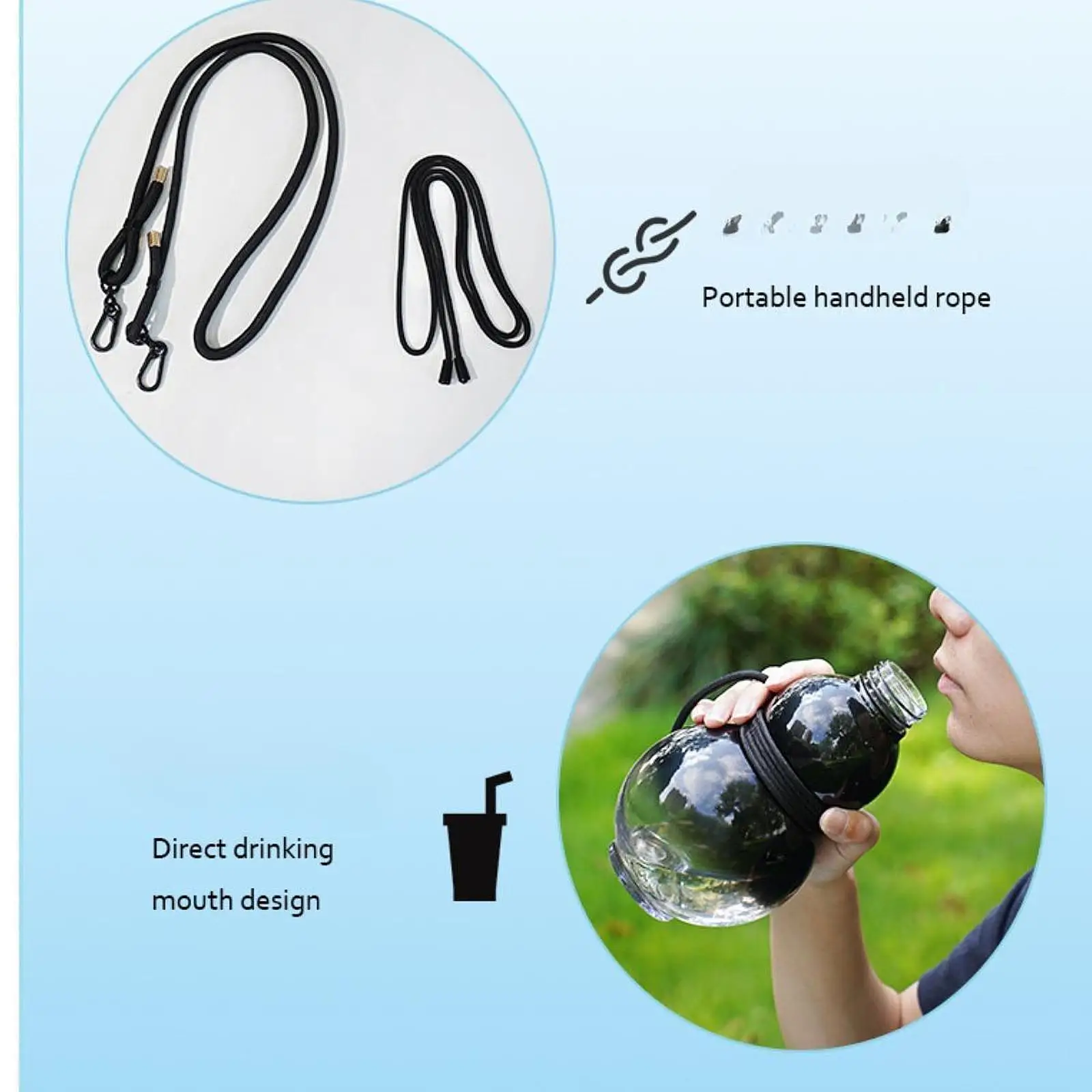 Gourd Water Bottle 900 ml Water Drinking Bottle for Street Camping Cycling