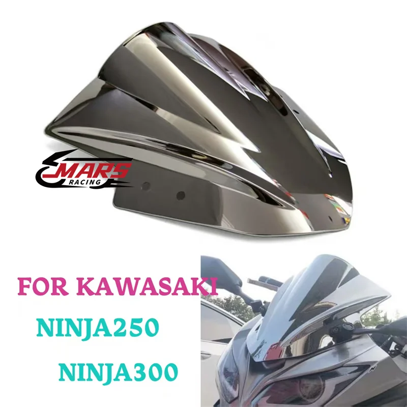 For KAWASAKI NINJA250 NINJA300 EX 300R 13-17 Motorcycle Accessories Windshield WindScreen Double Bubble Motorcycle Wind Screen