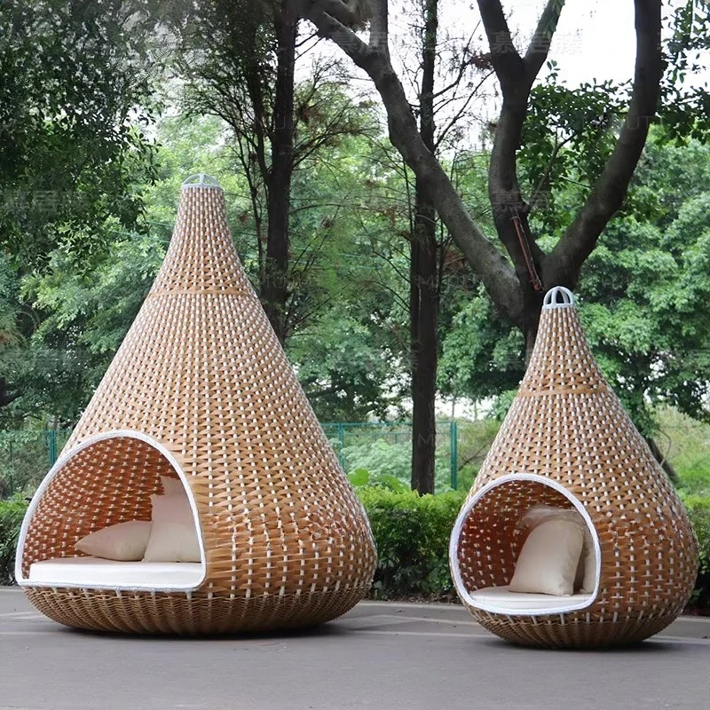 Cama nido de pájaro al aire libre, tumbona de jardín, piscina en casa de familia, columpio redondo de ocio