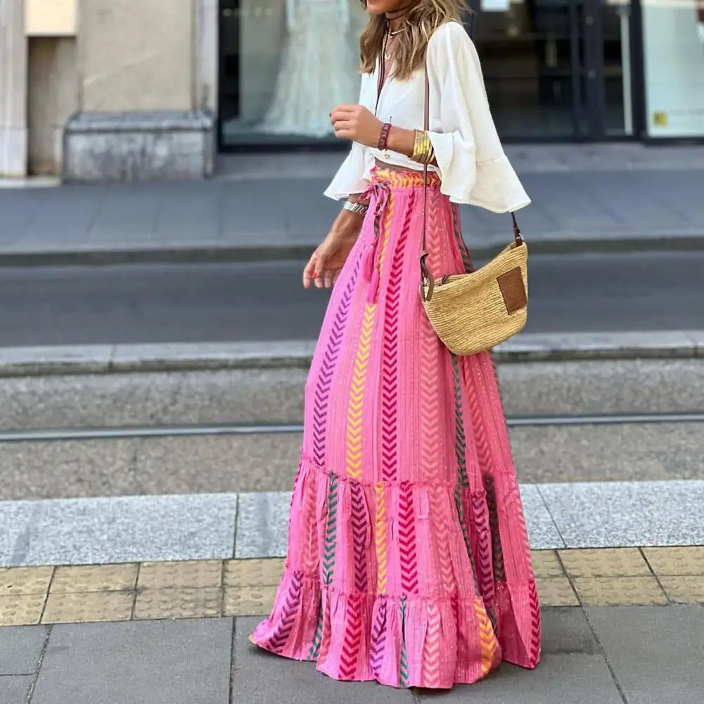 Falda suave y transpirable para mujer, falda con volantes, cintura elástica, no se decolora, combina con todo, ropa de calle, informal, suelta, Playa