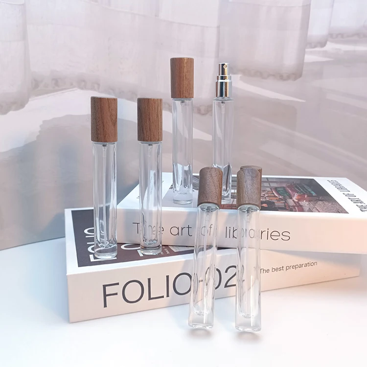 

Square Wooden Perfume Glass Atomizer Cosmetics Bottles Perfume Dispenser BottlePortable Glass Spray Bottle Empty Atomizer Bottle