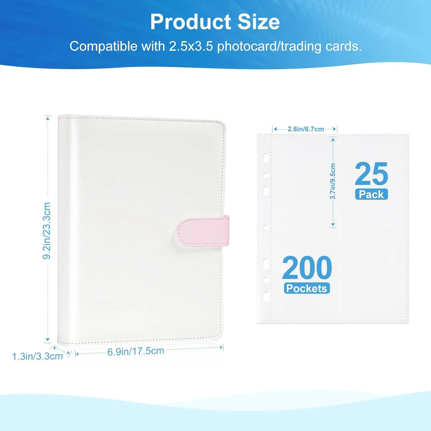 New Refillable PU Leather Album A5 Photocard Binder 6 Ring with 25 sheets double-sided pockets left and right openings