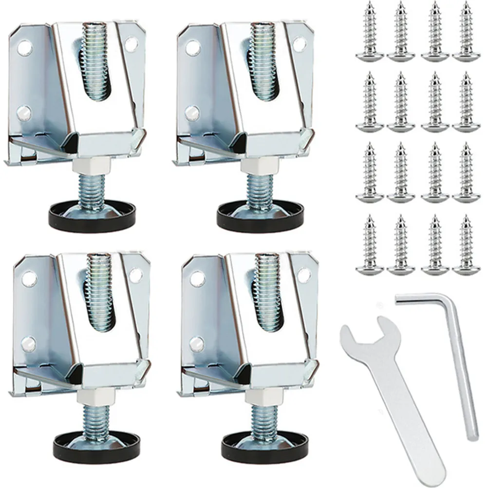 

4Pcs Adjustable Furniture Levelers Cold Rolled Steel Heavy Duty Table Legs Floor Protectors for Cabinets Wardrobes Workbenches