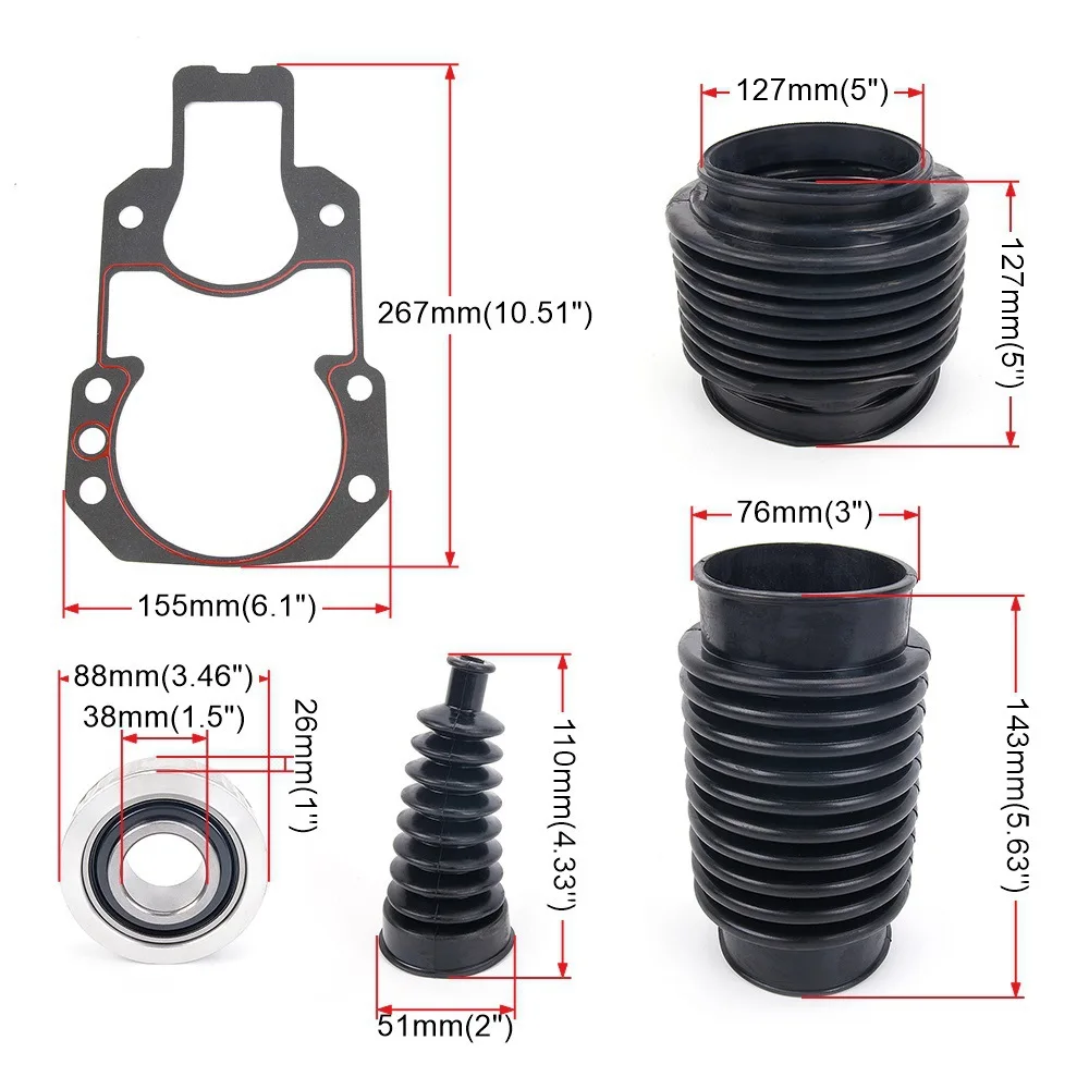 Stern Plate Bellows Repair Kit For Mercruiser 30-803099T1 Sierra 1 Outboard Engine Replacement Parts EM1106-BK