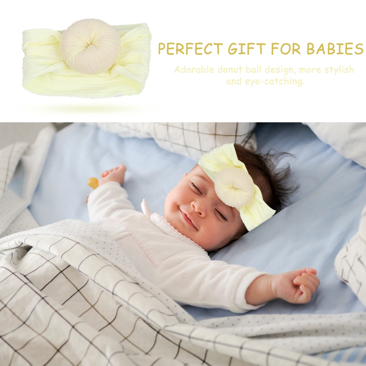 

6pcs Headb Donut Ball Infant Hair Bows Knotted Knotted Head Wraps Wraps Toddler Turban Nylon Elastic Newborn Gift