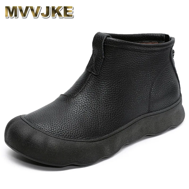 

New Autumn Premium Cowhide Retro Ankle Boots Genuine Leather Sneakers Trendy Boots Flat Thick Shoe Women Boots