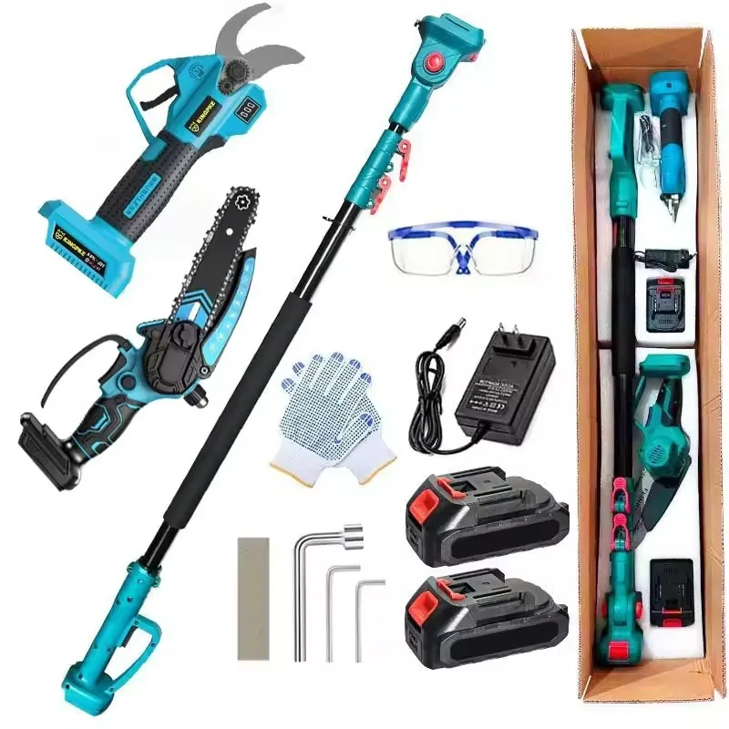 Electric High-Reach Saw Extension Pole Pruning Saw Woodworking Handheld Garden Logging Tool Lithium Battery Three-in-One
