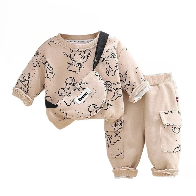 

New Spring Autumn Baby Girls Clothes Children Boys Cartoon Long Sleeved T-Shirt Pants 2Pcs/Sets Infant Outfits Kids Tracksuits