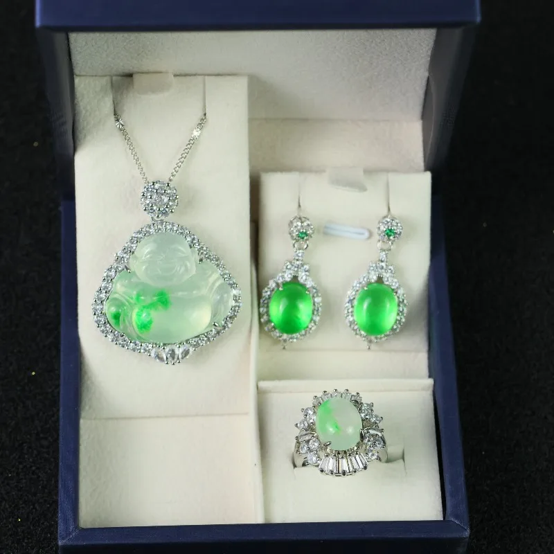 

Новый комплект из трех предметов из натурального ледяного плавающего цветка Будды, изысканный и элегантный