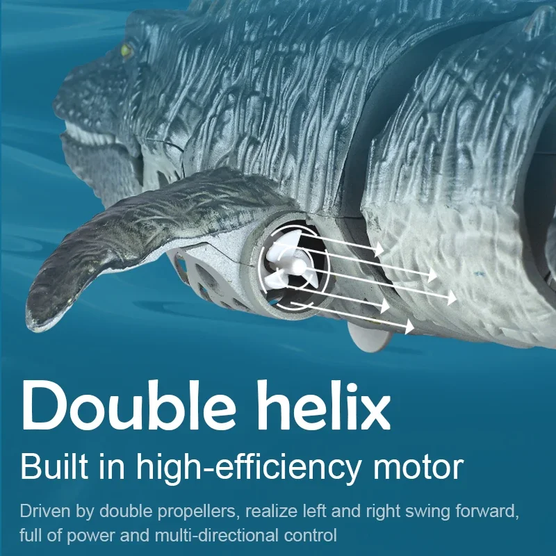 2.4GHz Rc Dinosaur Mosasaur Model Simulation Toy Remote Control Boat Waterproof Spray Kid Boy Toy Gift Outdoor Pool Water Game ​
