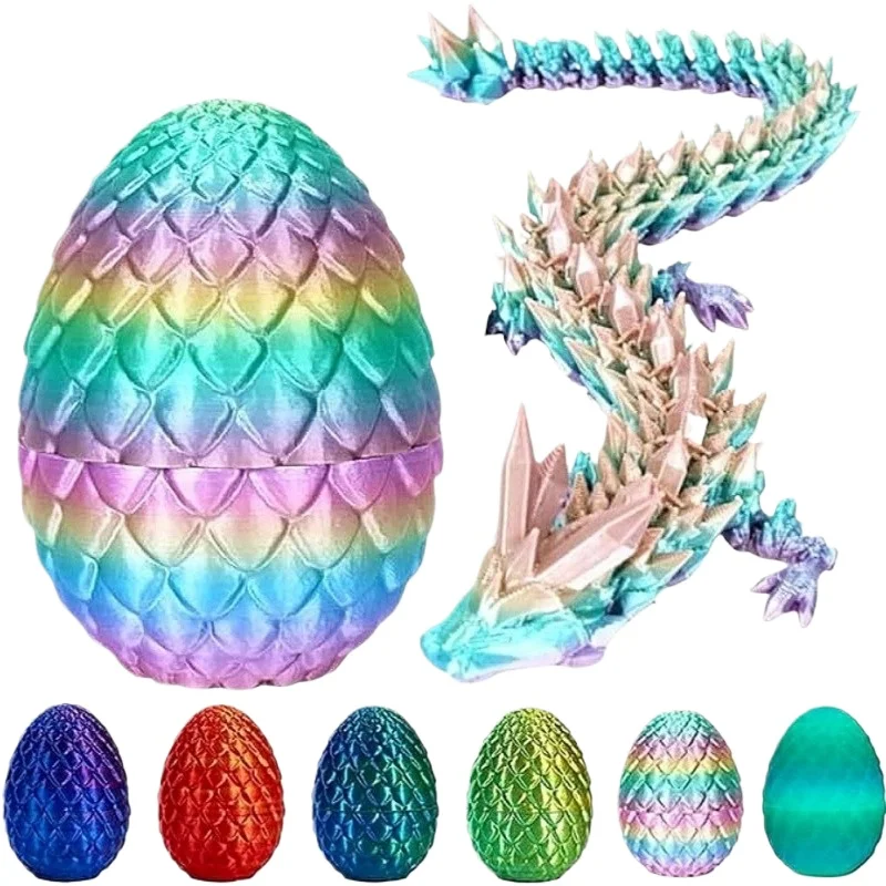 

Movable Hinged Dragon 3D Printed Dragon Egg Set Loong Creative Ornaments Car Desktop Decorative Toys blind box toys mystery box