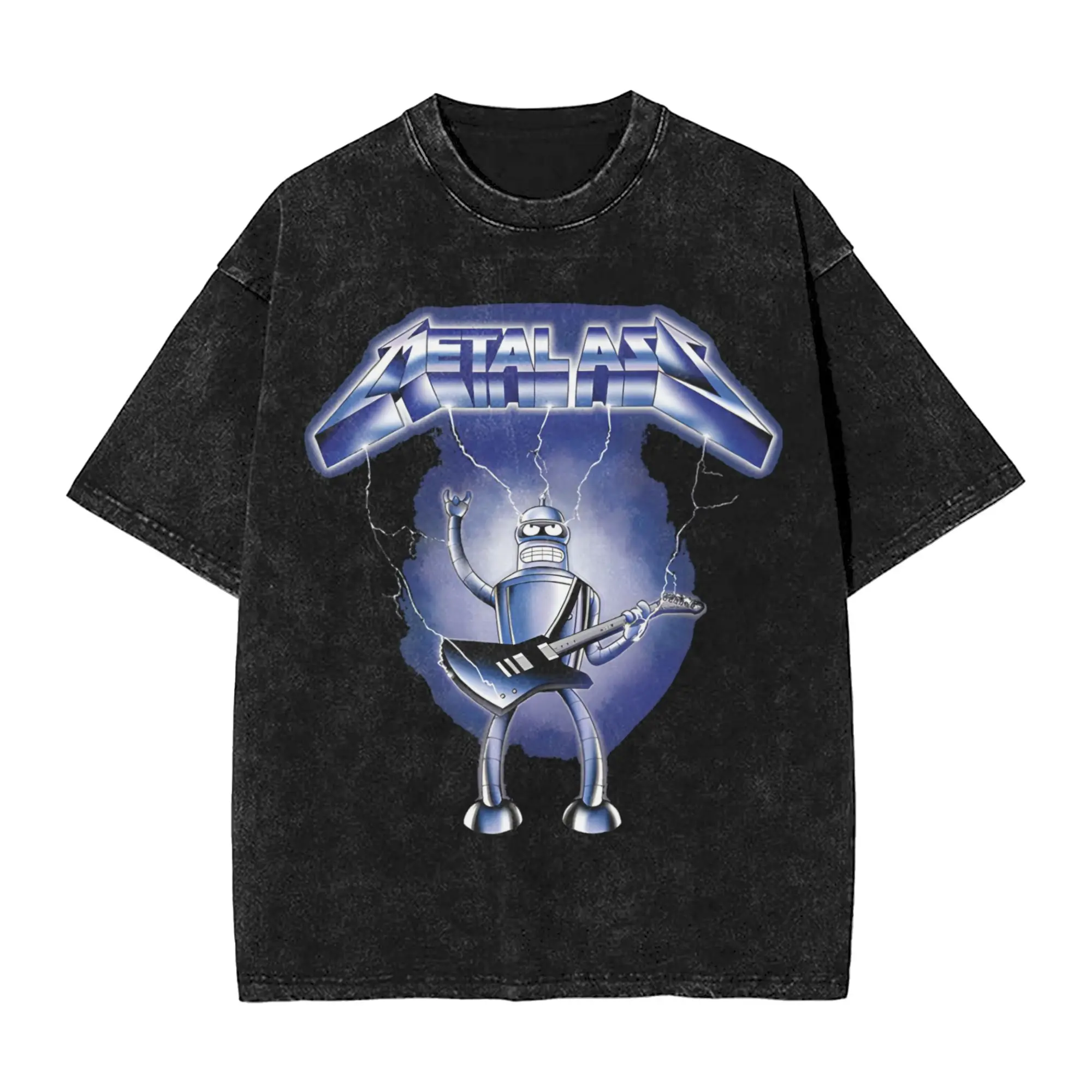 Bender Metal Ass Metallica Parody 94192407 T Shirt Hip Hop Washed Short Sleeve Harajuku T-Shirt  Retro for Men Women Streetwear