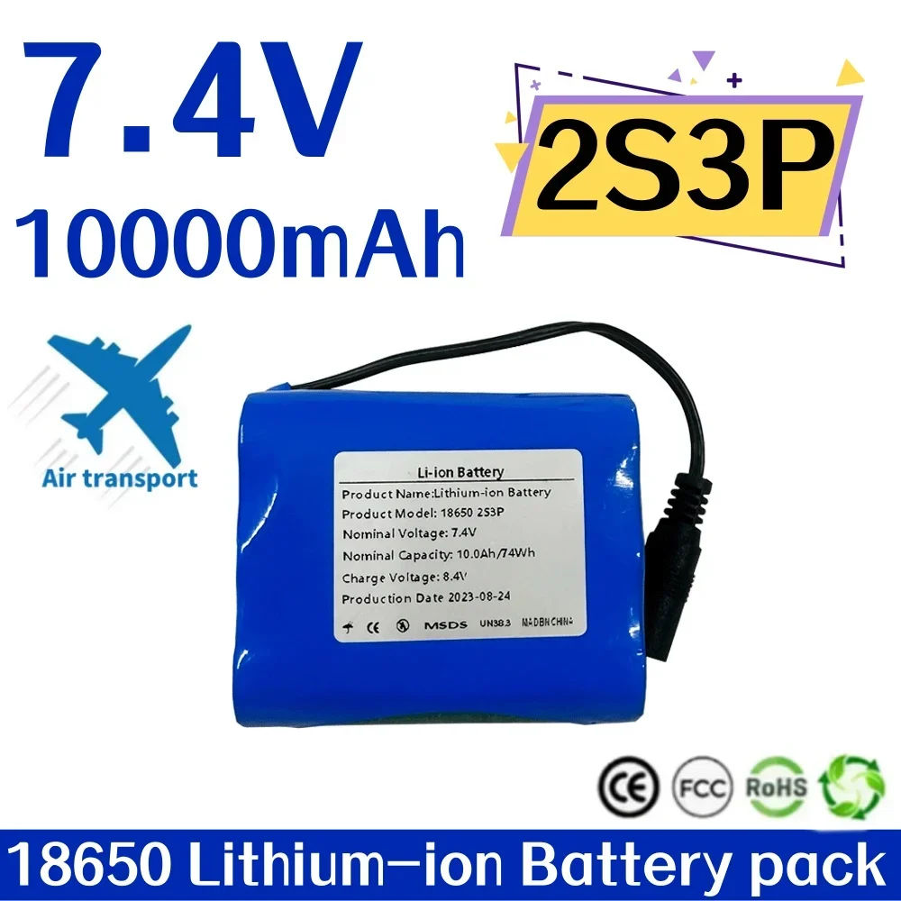 

100% New 7.4V Emergency DIY 18650 Lithium Battery Pack 2S3P 10AH Fishing LED Light Bluetooth Speaker 7.4V Lithium Ion Battery