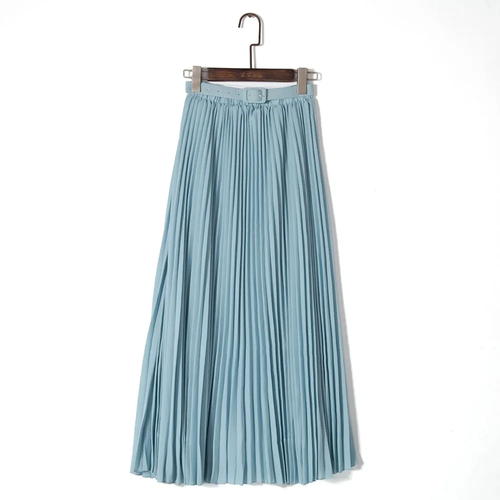 Lente Bohemian Geplooide Maxi Rokken Dames Zomer Effen Kleur Hoge Taille Chiffon Lange Rok Tutu Elegante Dames Zwart