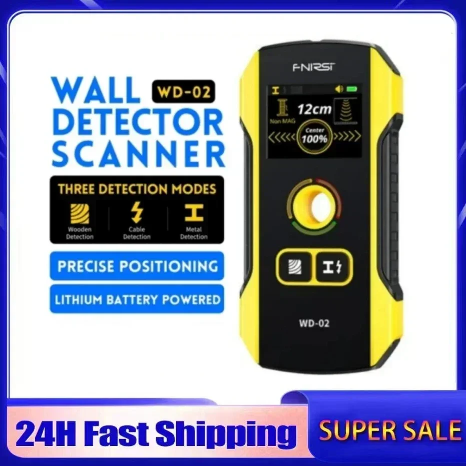 NEW WD-02 Wall Detector Stud Finder Innovative Design with Positioning Hole TFT Display for AC Live Cable Wires Metal Wood Stud