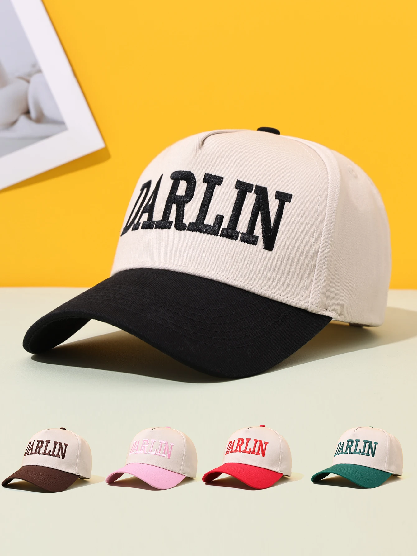 DARLIN Embroidered Color Blocked Baseball Cap Europe America New Retro Trucker Cap Casual Versatile Couple Curved Brimmed Ha