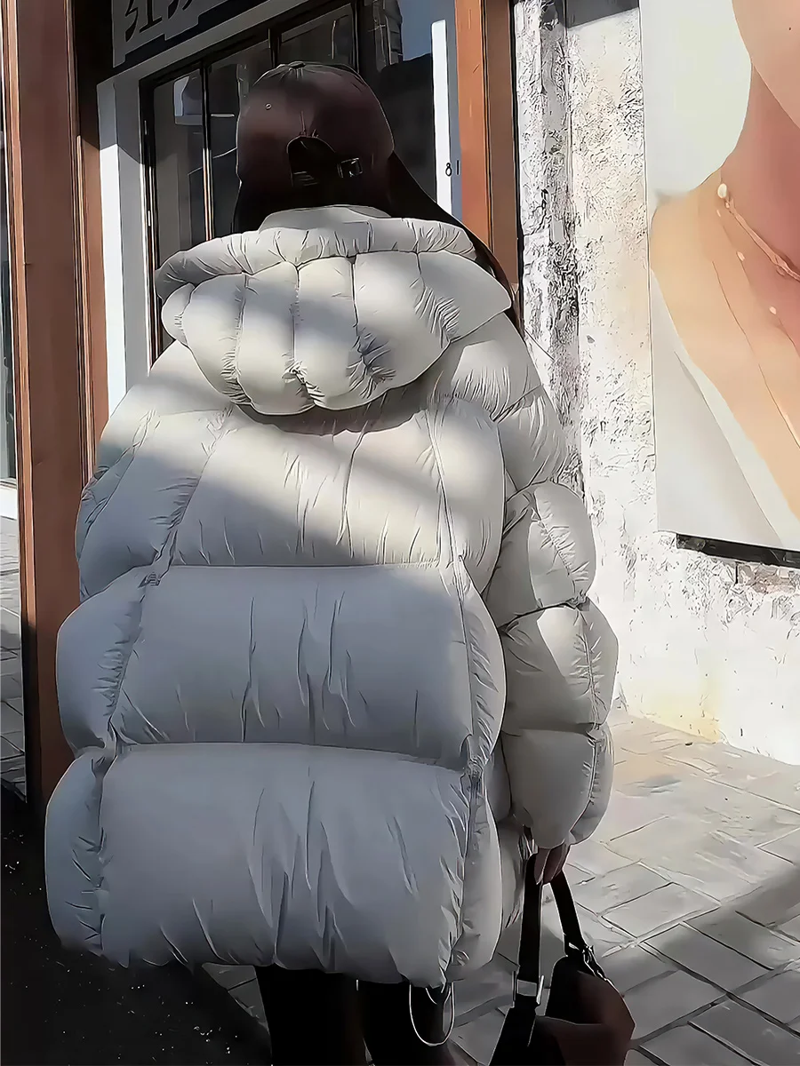 

Faionable Warm White Du down Puffer Jaet Women's 2025 Winter New Loose Versatile ort Coat Commute Sle Hooded