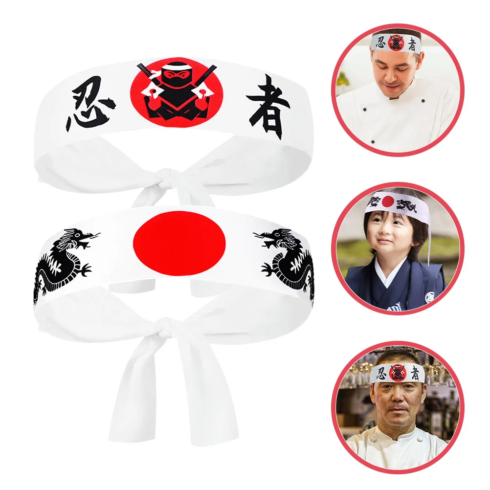 

8Pcs Ninja Headband Japanese Samurai Bushido Sweatband for Karate Sports Cooking Chef Bandana Costume Accessory