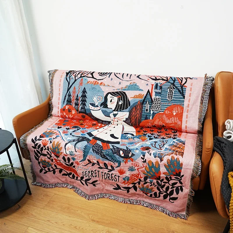 Gothic Thread Blanket Throw 130x160cm Tapestry Homestay Decoration Sofa Cover Picnic Camping Blanket Nap Bedspread