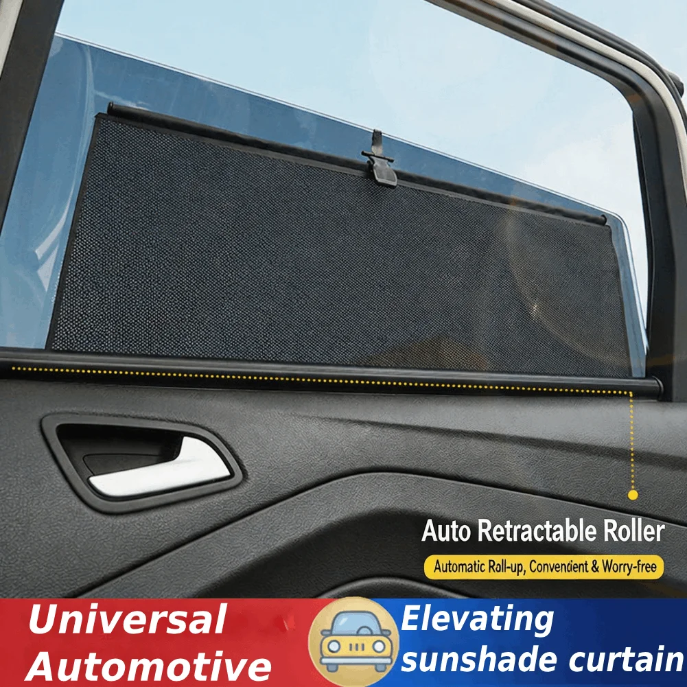 Adjustable Roll Up Car Side Curtain Mesh UV Block Heat Insulation Easy Storage Privacy Auto Retractable Window Sun Visor Blind