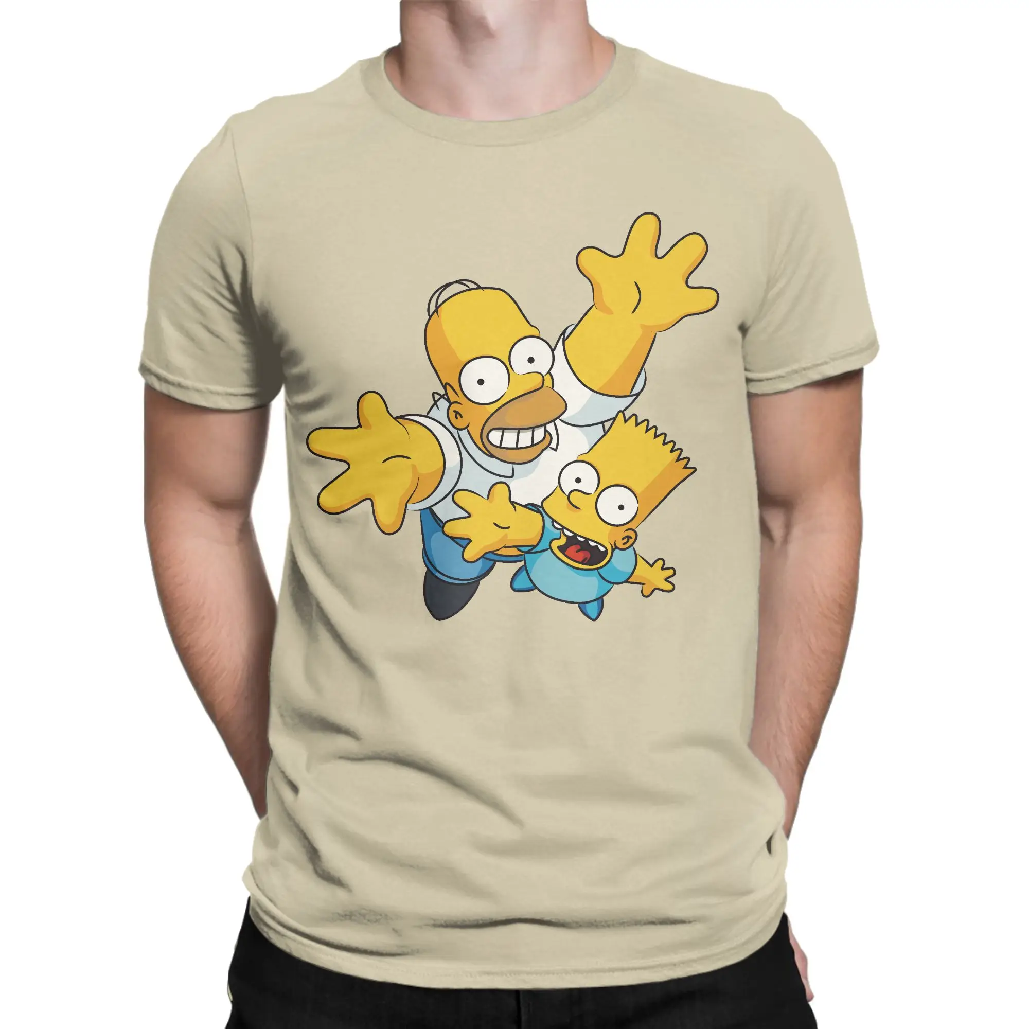 Cartoon The S-Simpsons T Shirts Men 100% Cotton Crazy T-Shirt Crew Neck  Tees Short Sleeve Clothes Gift