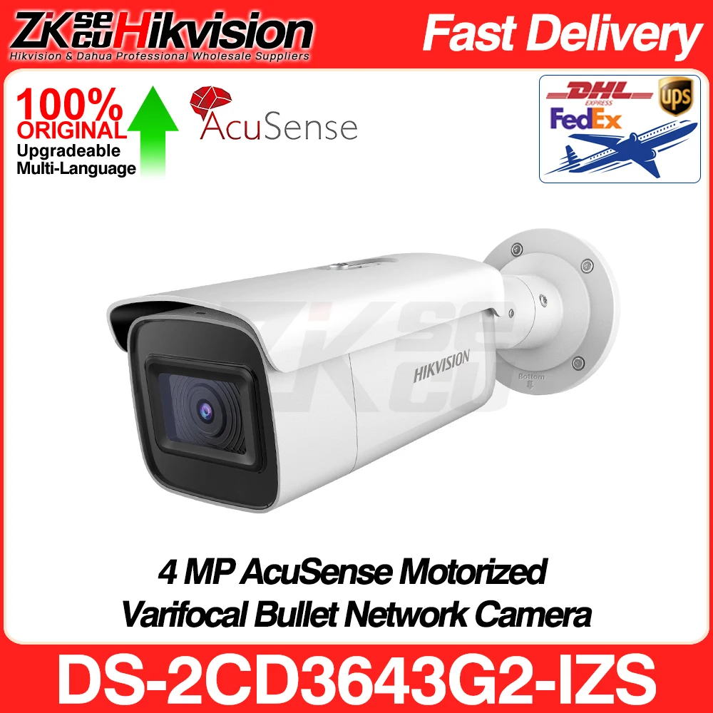 

Hikvision Original DS-2CD3643G2-IZS 4MP AcuSense 4X ZOOM 2.7-13.5mm Motorized Varifocal IP Camera Built-In Mic SD Slot Alarm I/O