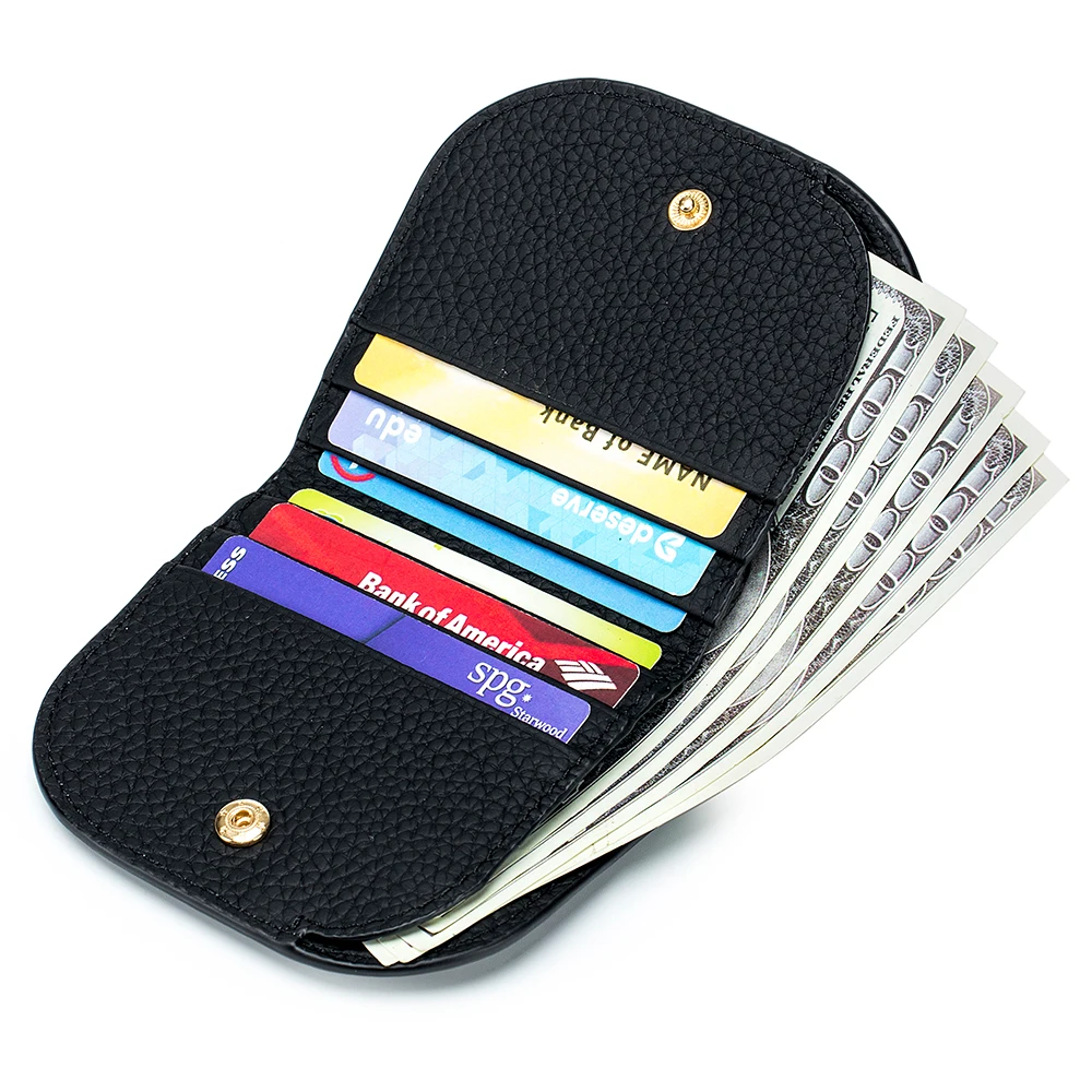 Genuine Leather Short Wallet Women Ultra-thin Multi Card Holder Multi-functiona Women's Cowhide Purses Bifold Small Coin Purse