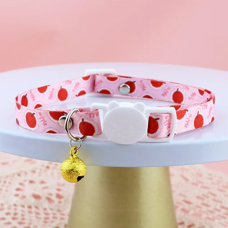 New Beautiful Fruit Printing Cat Collars With Bells Convenient Breakaway Pet Dog Necklace Cats Accessories Pet Product Hot Sold