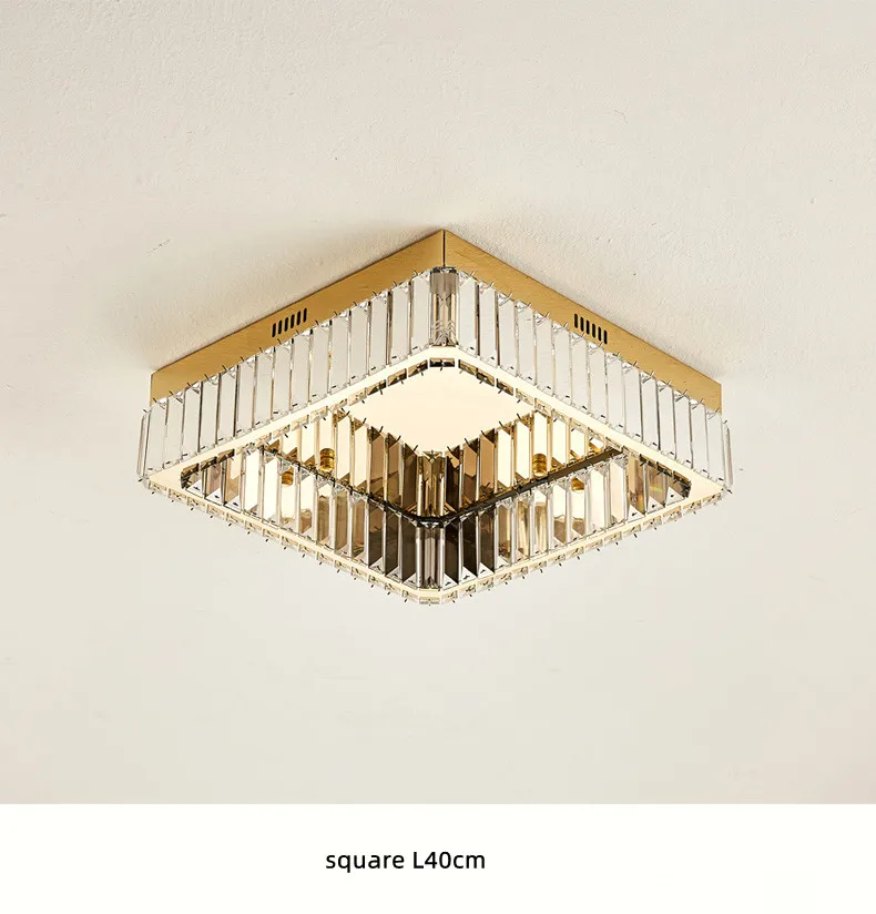 Crystal LED Dimmable Ceiling Lights Home Square Steel