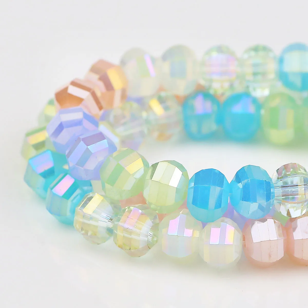 Wassermelonen-Kristallperlen, 58 Stück, 8 mm, rosa, lila, grün, blau, facettiert, flach, rund, für Schmuckherstellung, DIY-Armbänder, Halsketten, Ohrringe
