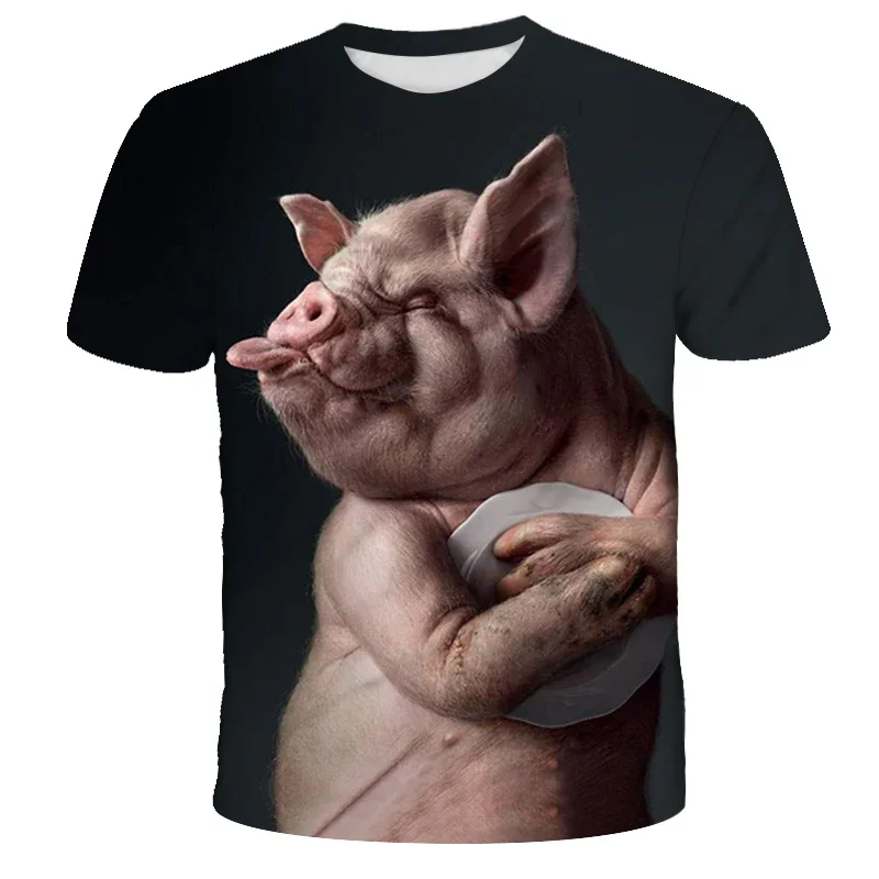 New Fun and Novelty Animal Pig Bull Dog Ape Sheep Series T-shirt 3D Printing Men\'s T-shirt Harajuku Style T-shirt Summer Top